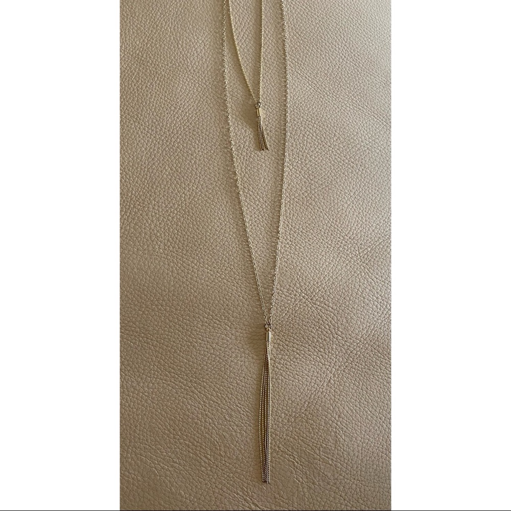 Gold Double Chain Tassel Necklace